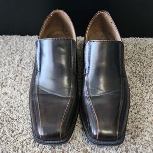 jf j.ferrar Dark Brown Leather Slip-On Loafers